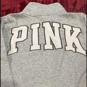 Vs pink quarter zip pullover gray size xs